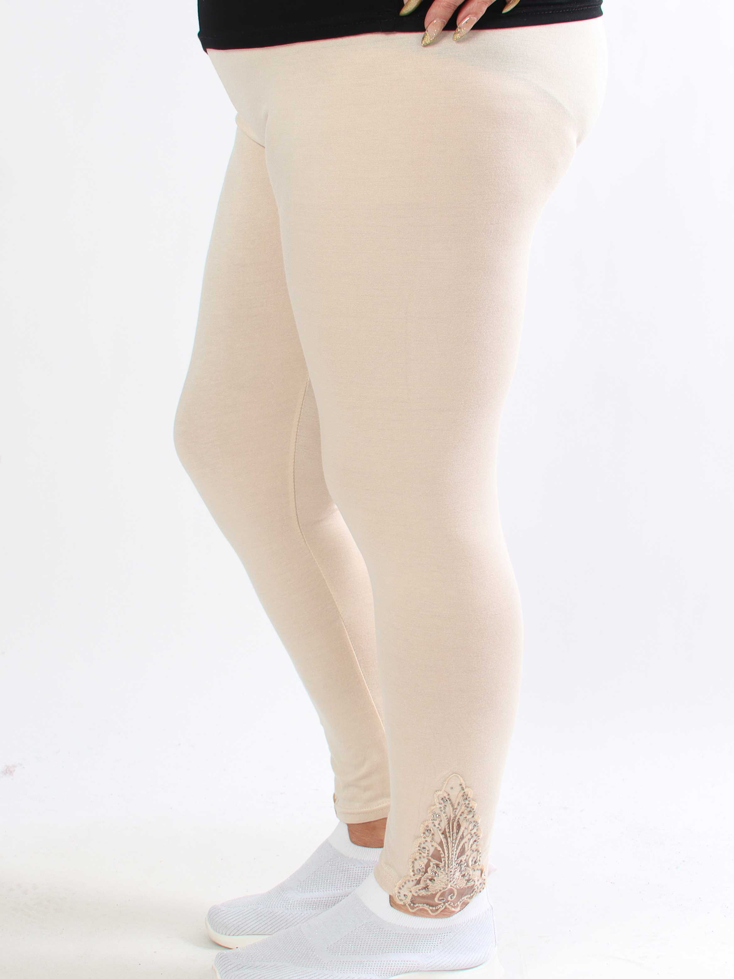 Jackie - Bløde leggings i viskose med blonde og similisten